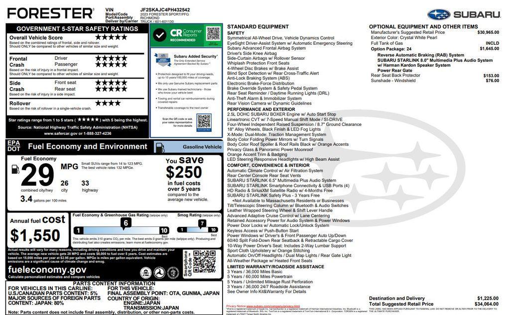 used 2023 Subaru Forester car, priced at $28,873