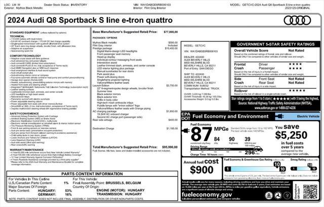 used 2024 Audi Q8 e-tron car, priced at $45,575
