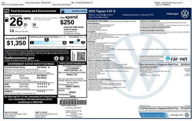 used 2022 Volkswagen Tiguan car, priced at $21,173