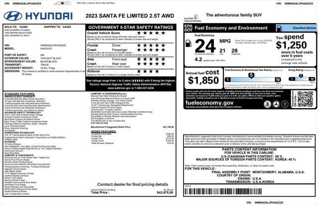 used 2023 Hyundai Santa Fe car, priced at $27,775