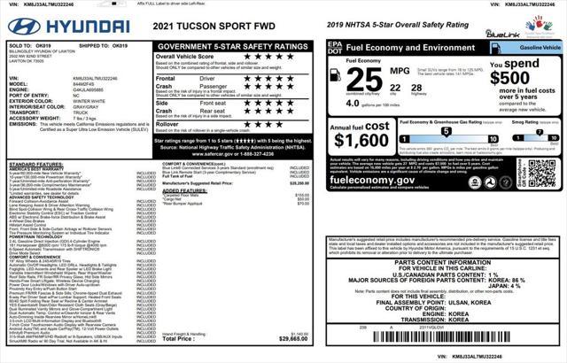 used 2021 Hyundai Tucson car, priced at $22,973