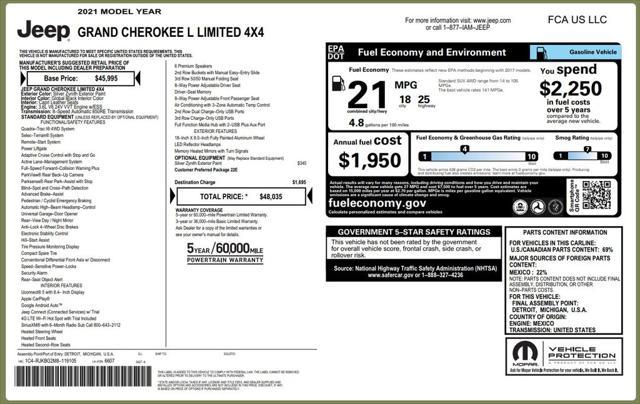 used 2021 Jeep Grand Cherokee L car, priced at $28,475