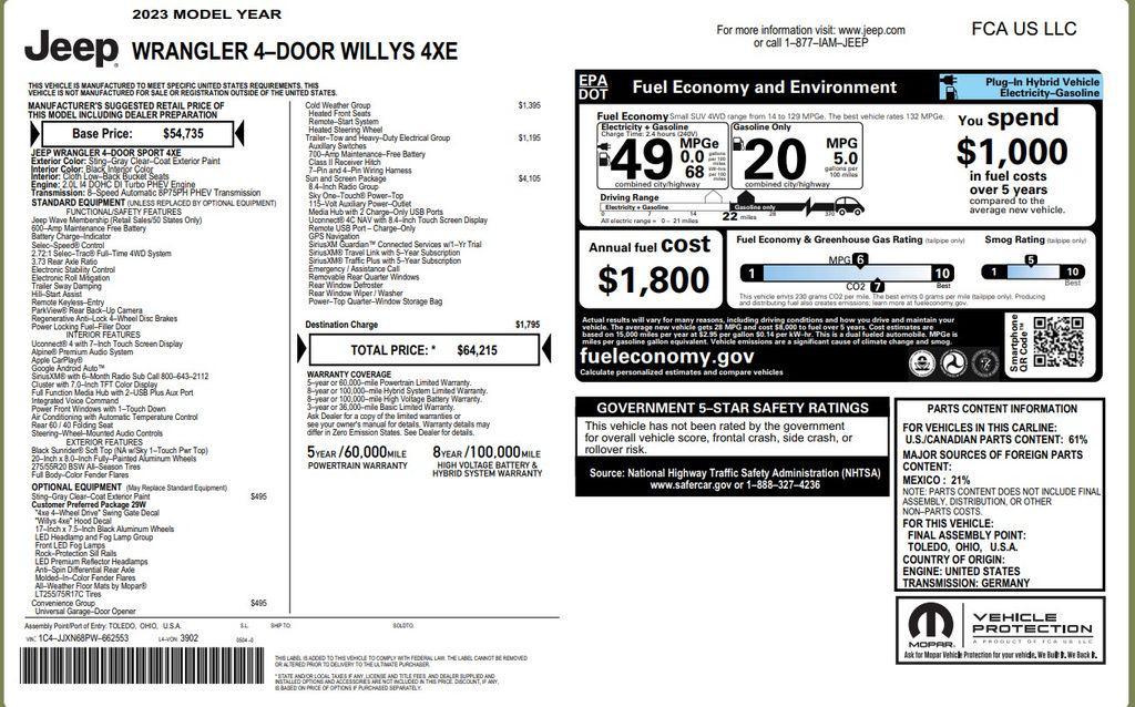 used 2023 Jeep Wrangler 4xe car, priced at $30,973
