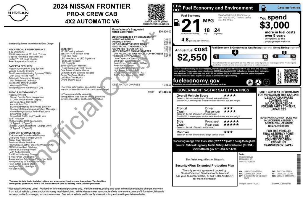 used 2024 Nissan Frontier car, priced at $31,673