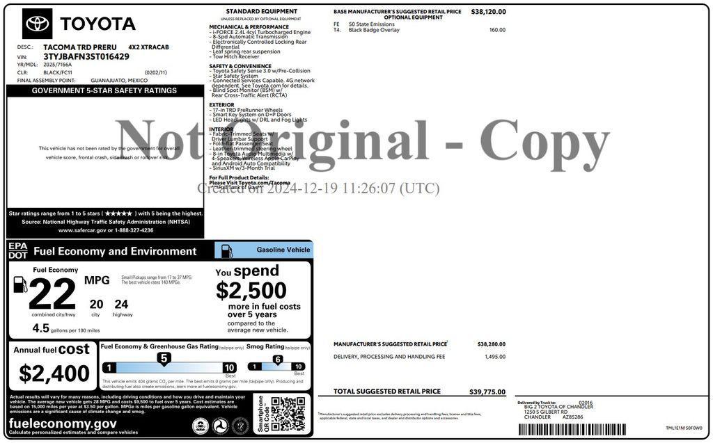 used 2025 Toyota Tacoma car, priced at $34,973