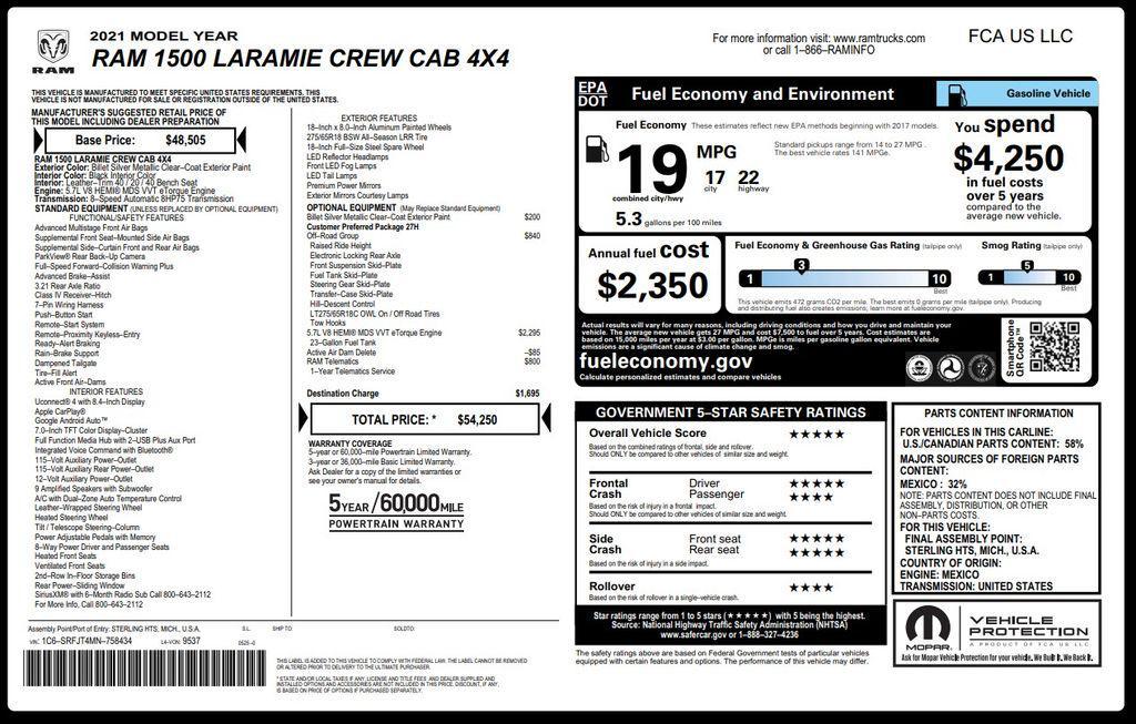 used 2021 Ram 1500 car, priced at $37,973
