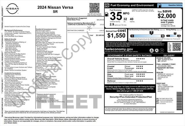used 2024 Nissan Versa car, priced at $17,573