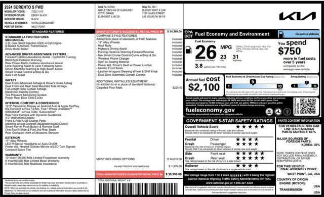 used 2024 Kia Sorento car, priced at $30,173