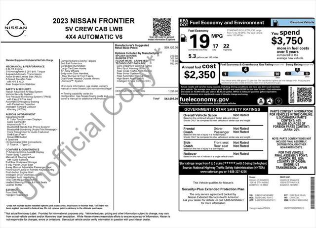 used 2023 Nissan Frontier car, priced at $33,573