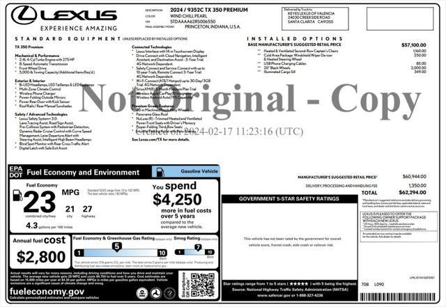 used 2024 Lexus TX 350 car, priced at $58,973