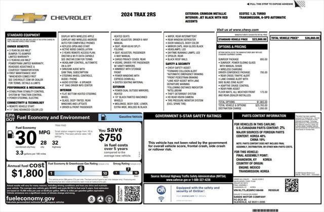 used 2024 Chevrolet Trax car, priced at $25,973