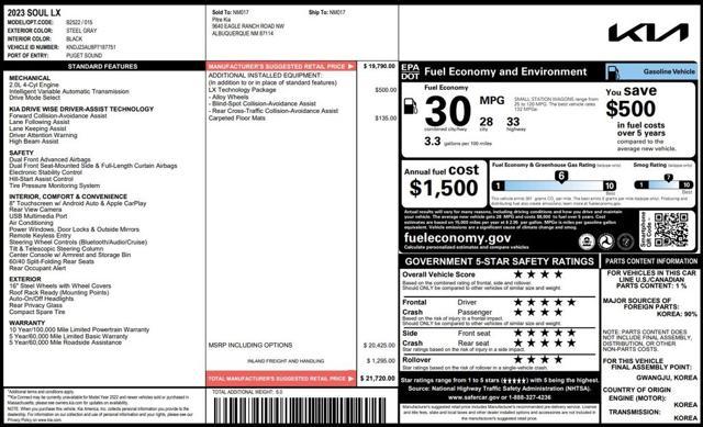 used 2023 Kia Soul car, priced at $16,473