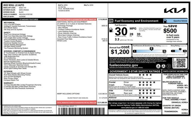 used 2022 Kia Soul car, priced at $17,773