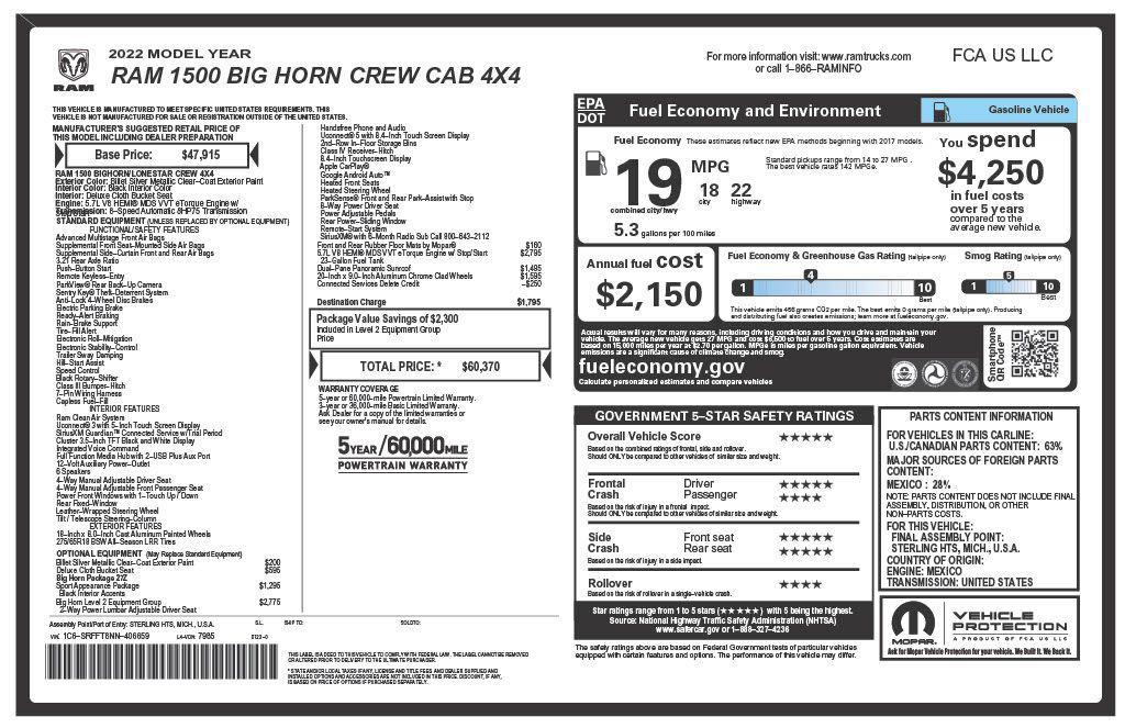used 2022 Ram 1500 car, priced at $39,273