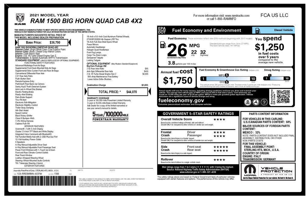 used 2021 Ram 1500 car, priced at $23,875