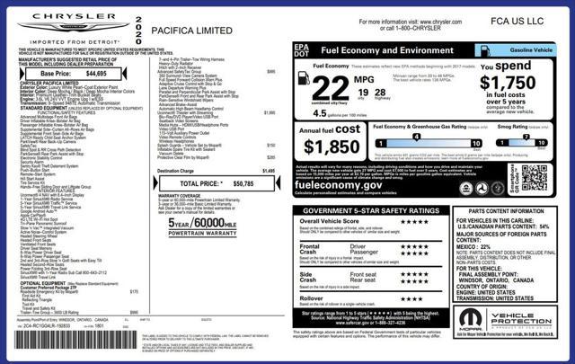 used 2020 Chrysler Pacifica car, priced at $33,000