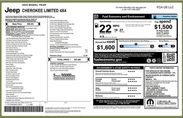 used 2022 Jeep Cherokee car, priced at $27,973
