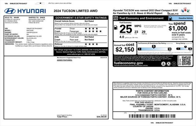 used 2024 Hyundai Tucson car, priced at $27,973