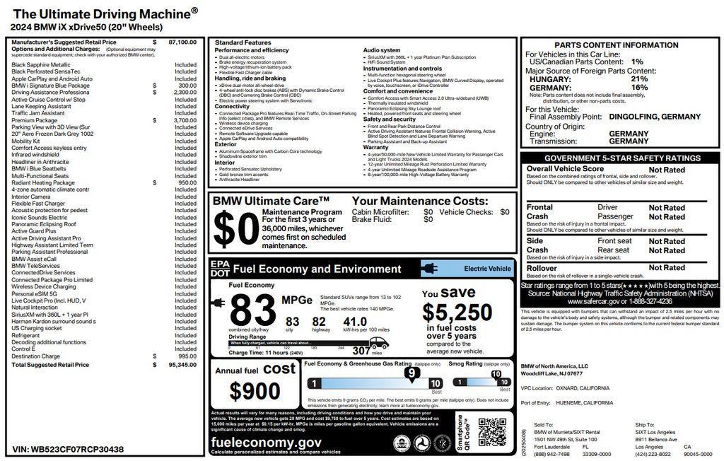 used 2024 BMW iX car, priced at $46,073