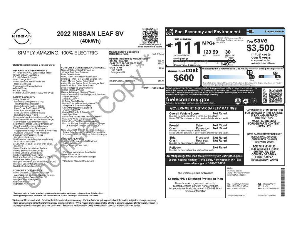 used 2022 Nissan Leaf car, priced at $14,973