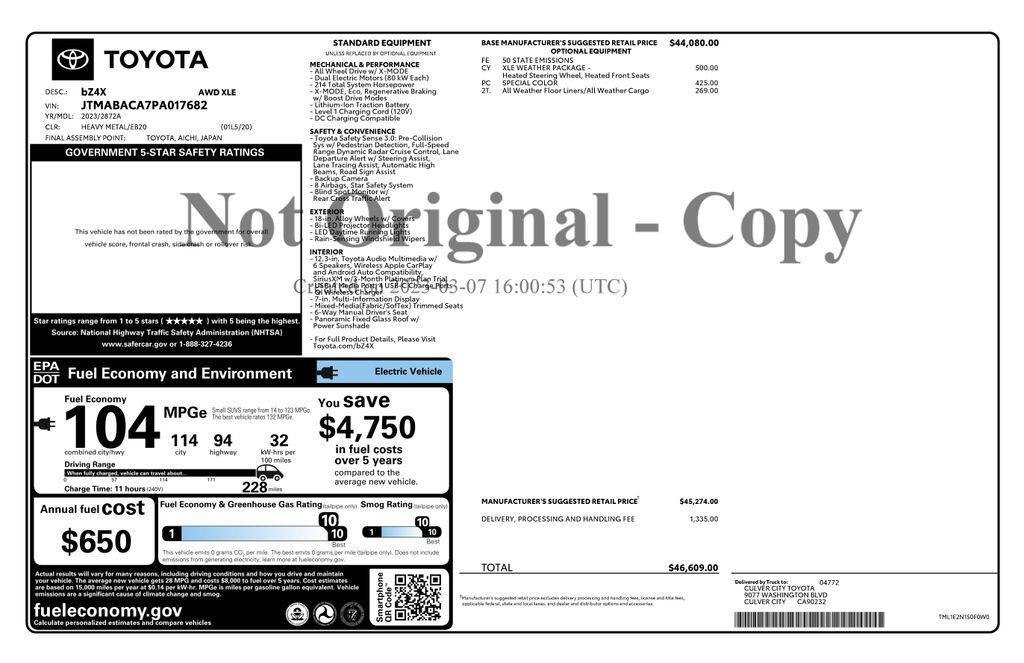 used 2023 Toyota bZ4X car, priced at $22,973