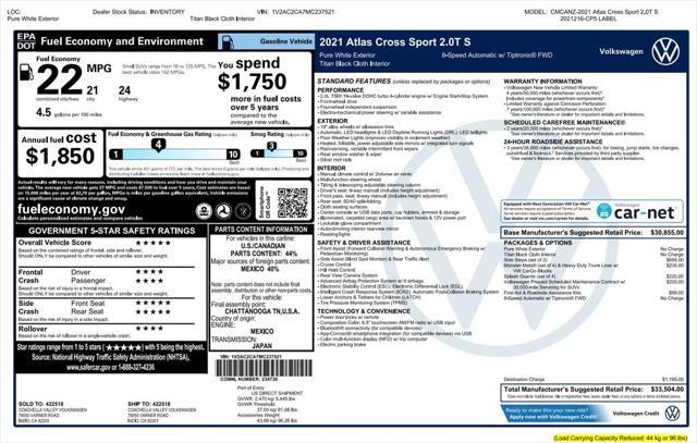 used 2021 Volkswagen Atlas Cross Sport car, priced at $22,973