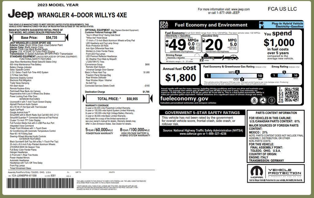 used 2023 Jeep Wrangler 4xe car, priced at $26,173