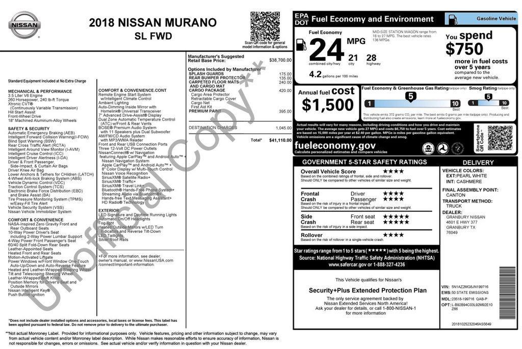 used 2018 Nissan Murano car, priced at $12,695