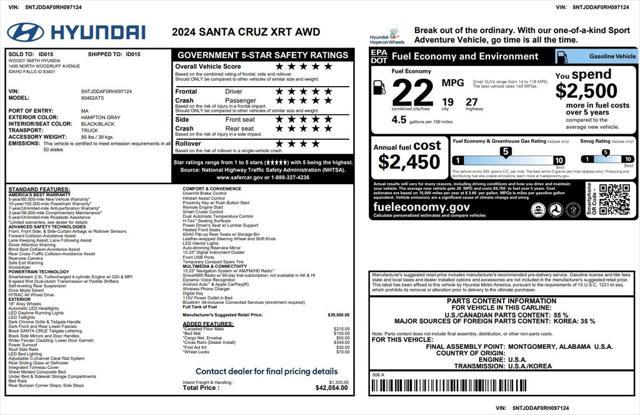 used 2024 Hyundai SANTA CRUZ car, priced at $31,575