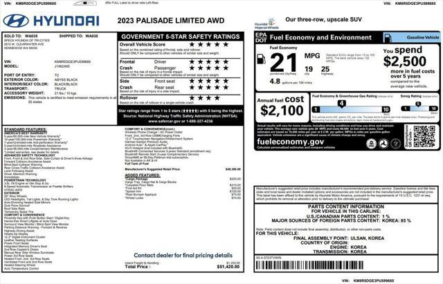 used 2023 Hyundai Palisade car, priced at $37,975