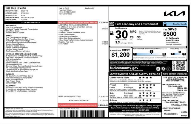 used 2022 Kia Soul car, priced at $17,973