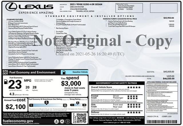 used 2021 Lexus IS 350 car, priced at $38,973
