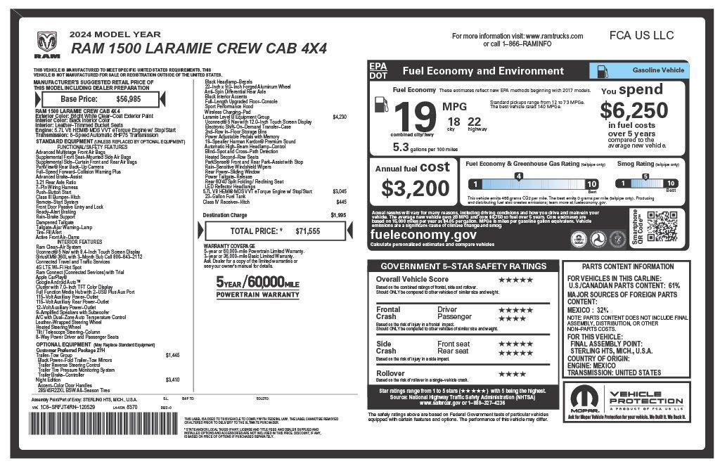 used 2024 Ram 1500 car, priced at $42,075