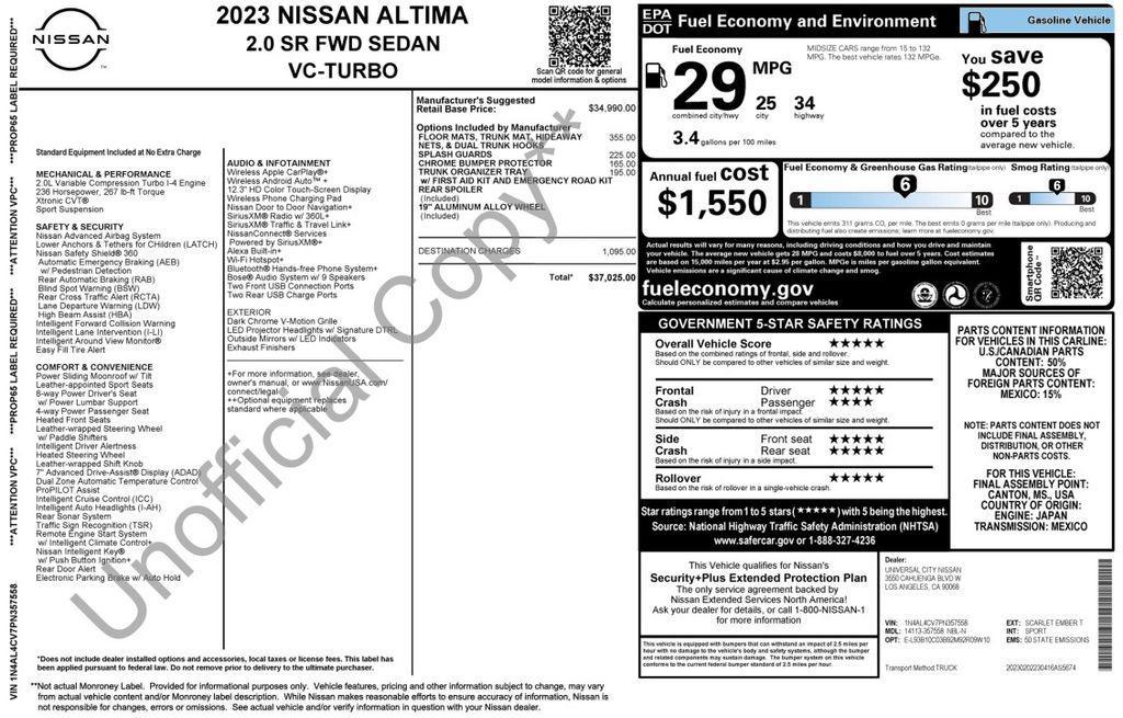 used 2023 Nissan Altima car, priced at $23,975