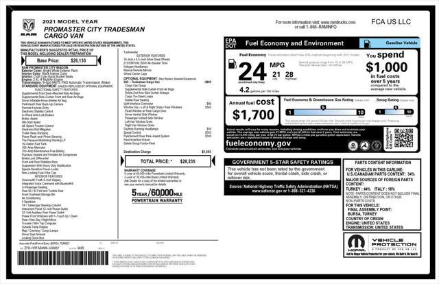 used 2021 Ram ProMaster City car, priced at $23,673