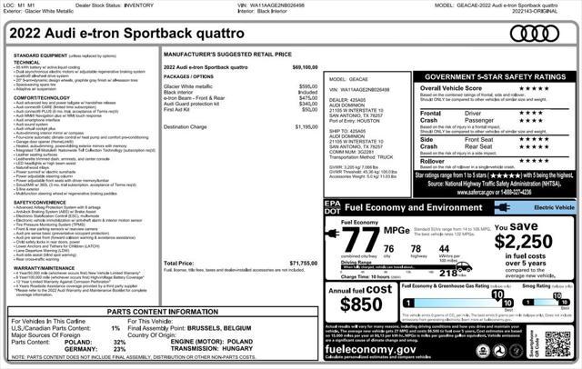 used 2022 Audi e-tron Sportback car, priced at $30,473