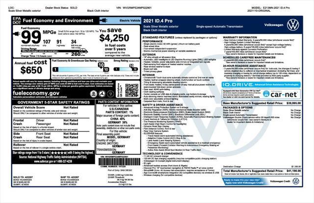 used 2021 Volkswagen ID.4 car, priced at $23,573