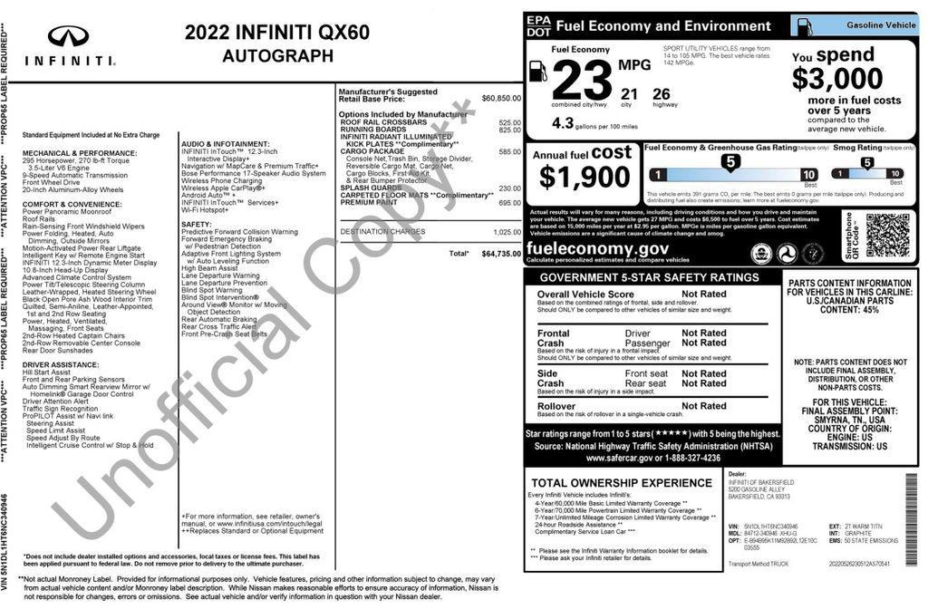used 2022 INFINITI QX60 car, priced at $37,675