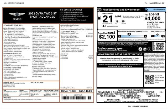 used 2022 Genesis GV70 car, priced at $38,775