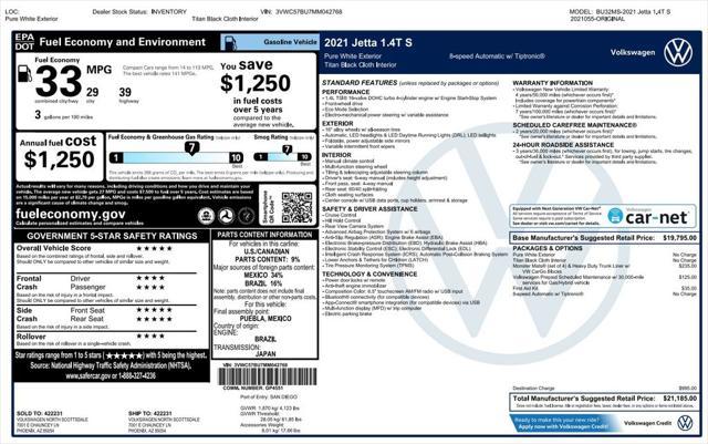 used 2021 Volkswagen Jetta car, priced at $18,573