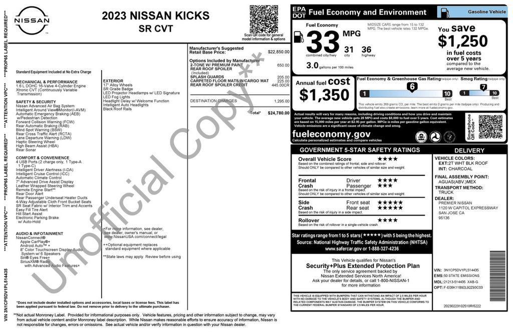 used 2023 Nissan Kicks car, priced at $16,475