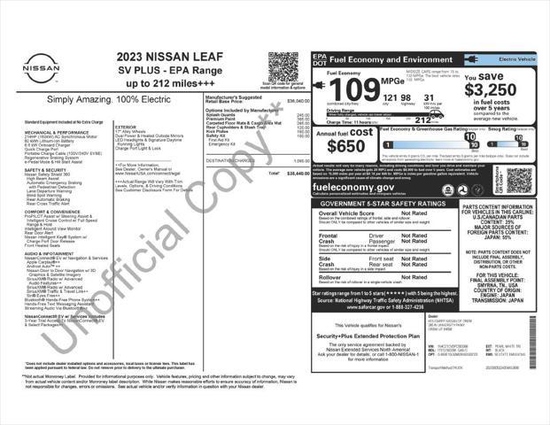 used 2023 Nissan Leaf car, priced at $21,273