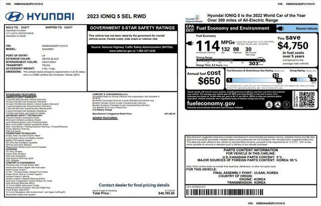 used 2023 Hyundai IONIQ 5 car, priced at $26,973