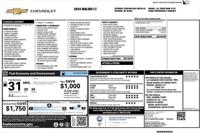 used 2024 Chevrolet Malibu car, priced at $18,573