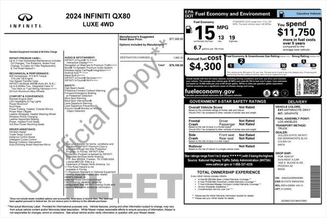 used 2024 INFINITI QX80 car, priced at $43,773