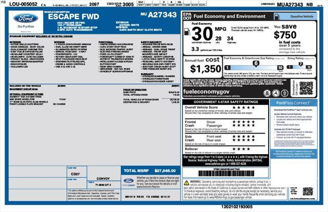 used 2021 Ford Escape car, priced at $16,673