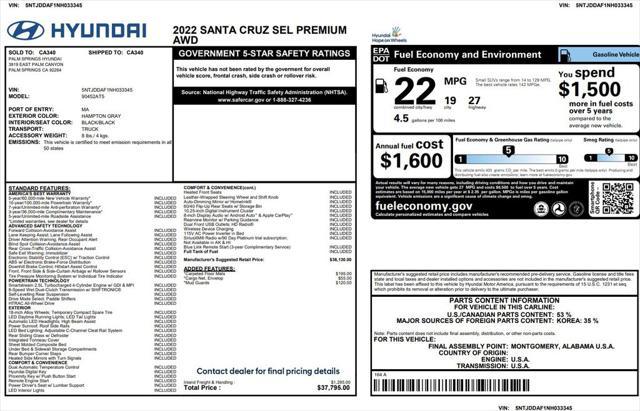used 2022 Hyundai SANTA CRUZ car, priced at $24,275