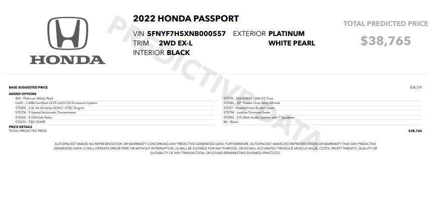 used 2022 Honda Passport car, priced at $32,973