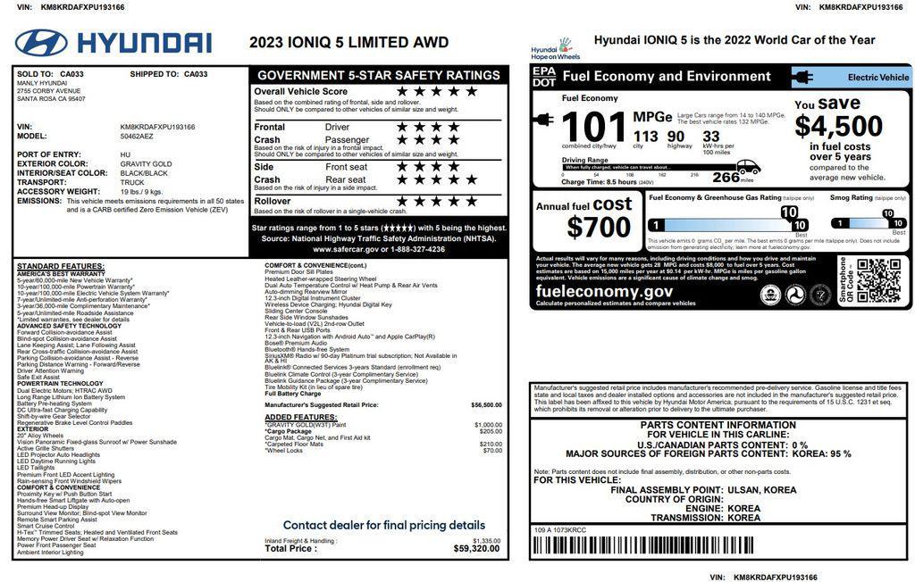 used 2023 Hyundai IONIQ 5 car, priced at $27,675