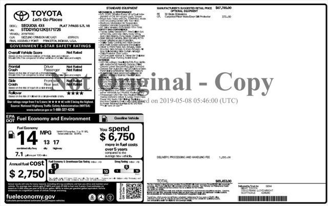 used 2019 Toyota Sequoia car, priced at $44,995